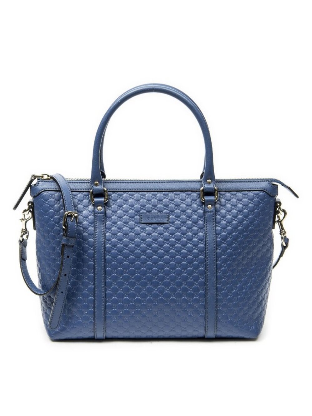 Gucci Convertible Satchel Blue Micro Guccissima Leather